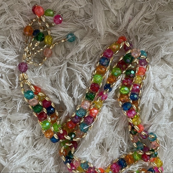 STATEMENT fringe necklace fun multi colored with gold accent - Picture 5 of 8